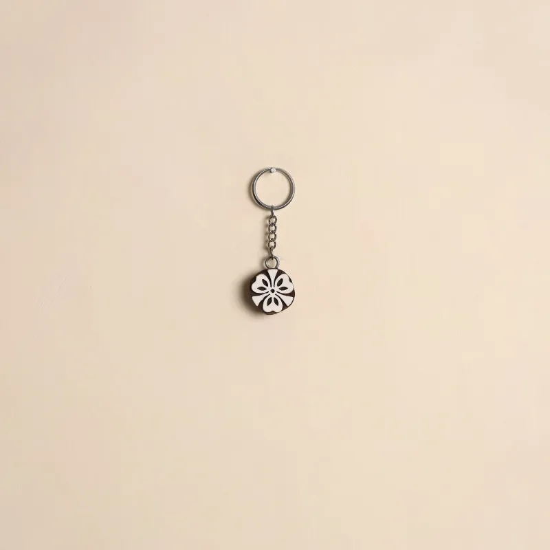 Brown - Hand Carved Sheesham Wood Block Keychain 07 sold by Itokri