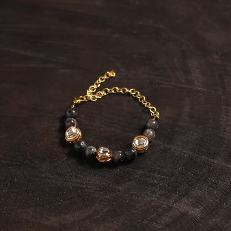 Brown - Handcrafted Glass Stone Kundan Work Bracelet 49 made by Itokri