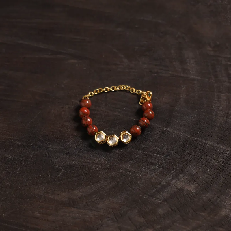 Red - Handcrafted Glass Stone Kundan Work Bracelet 48 made by Itokri