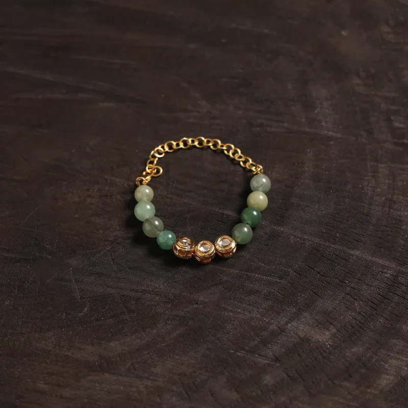 Green - Handcrafted Glass Stone Kundan Work Bracelet 36 made by Itokri