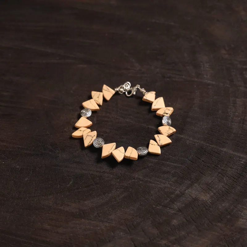 Beige - Handcrafted Stone Work Bracelet 24 made by Itokri