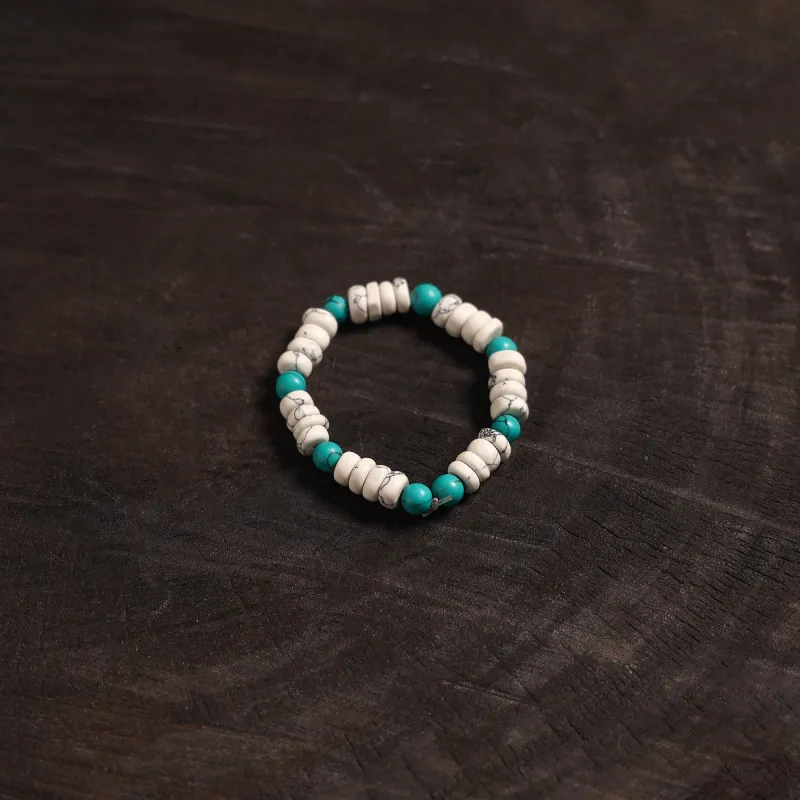White - Handcrafted Bead Work Bracelet 14 sold by Itokri