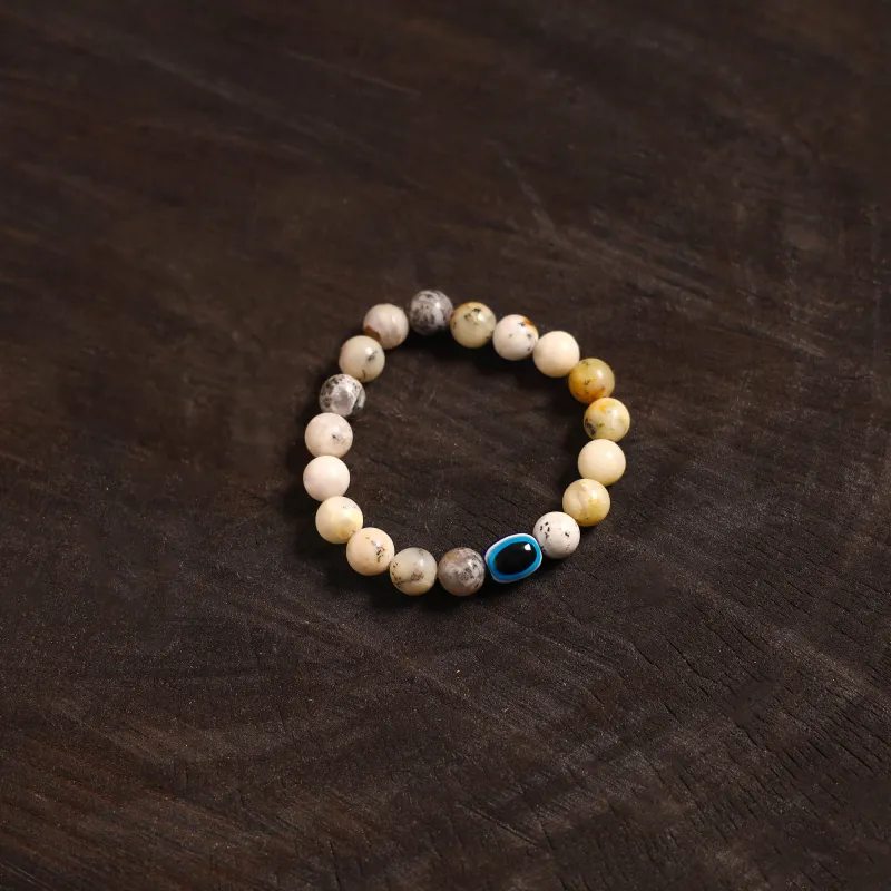 Beige - Handcrafted Glass Stone Bracelet 01 sold by Itokri