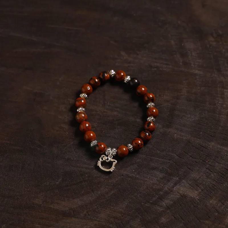 Red - Handcrafted Glass Stone Bracelet 08 sold by Itokri