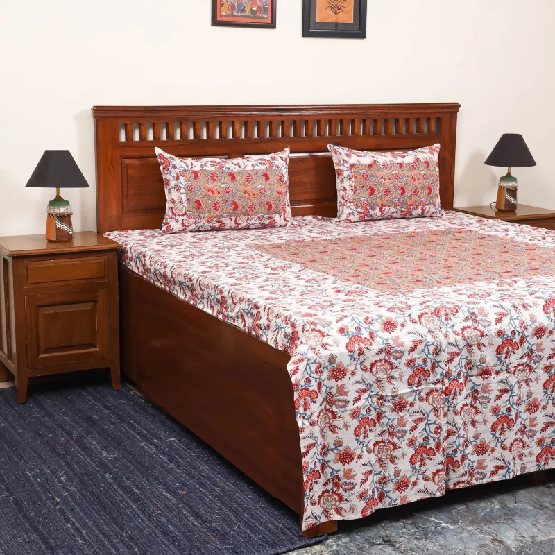 Red - Patchwork Hand Block Double Sanganeri Print Bedsheet Set (108 x 90 in) 34 sold by Itokri