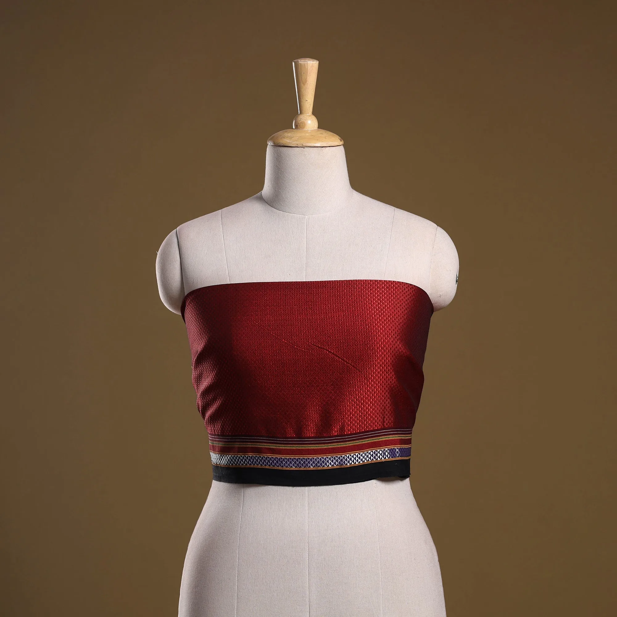 Red - Khun Weave Cotton Blouse Piece 67 sold by Itokri