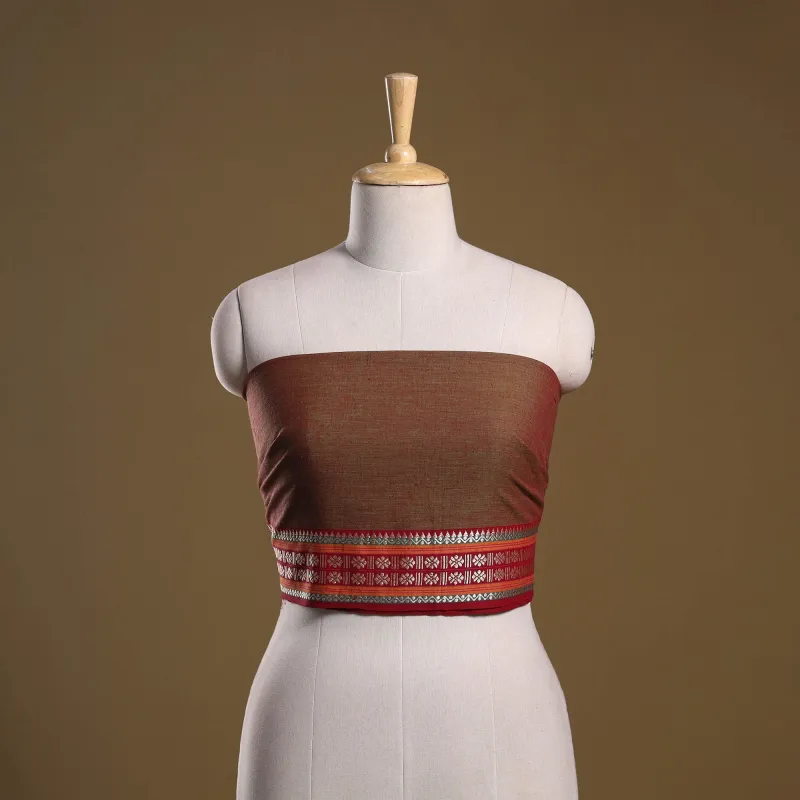 Brown - Dharwad Weave Cotton Blouse Piece 35 made by Itokri