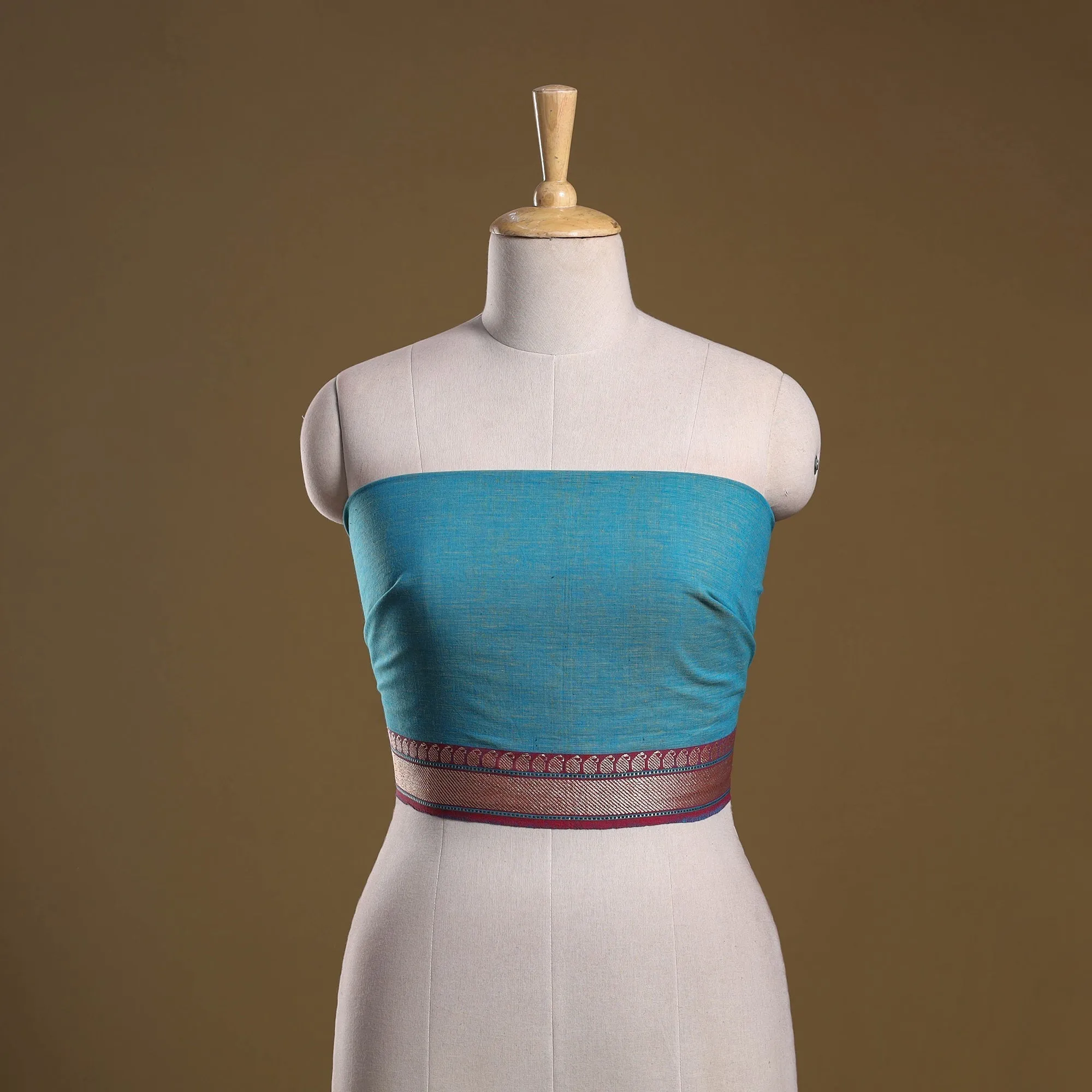 Blue - Dharwad Weave Cotton Blouse Piece 29 sold by Itokri