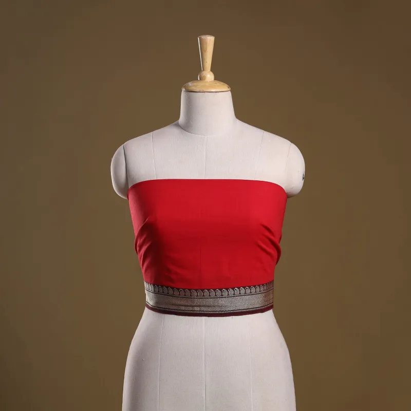 Red - Dharwad Weave Cotton Blouse Piece 22 sold by Itokri