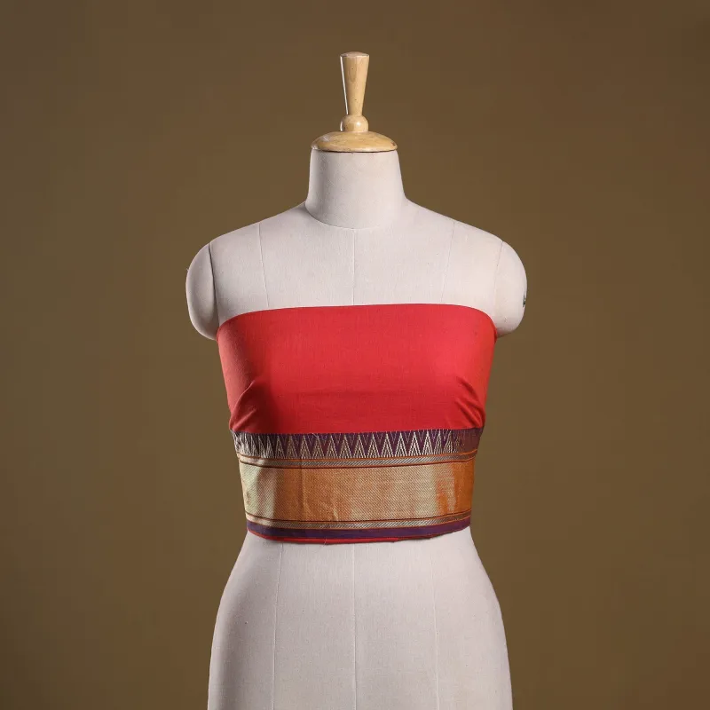 Red - Dharwad Weave Cotton Blouse Piece 21 sold by Itokri