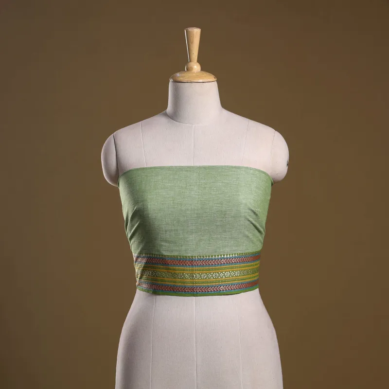 Green - Dharwad Weave Cotton Blouse Piece 13 made by Itokri