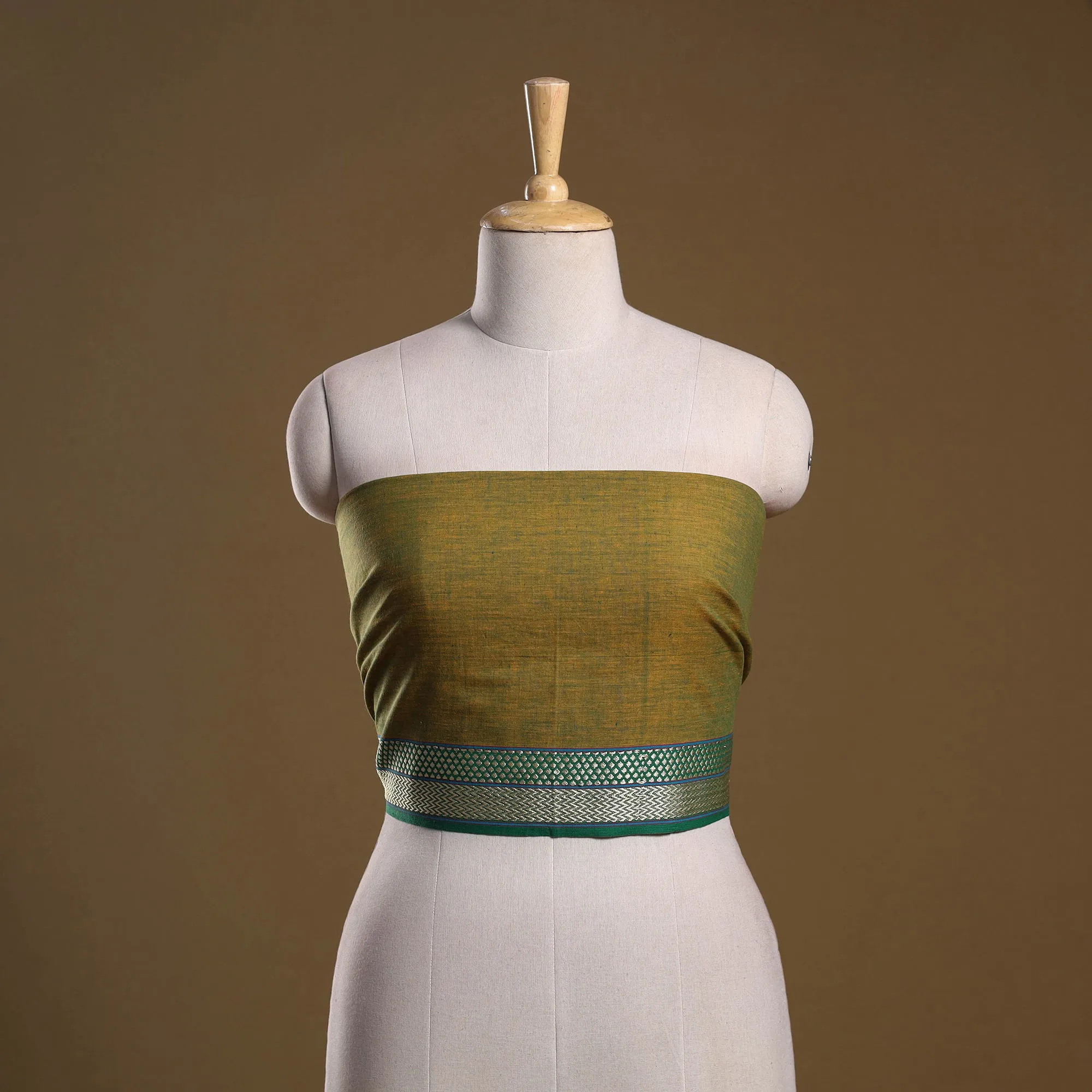 Green - Dharwad Weave Cotton Blouse Piece 12 sold by Itokri