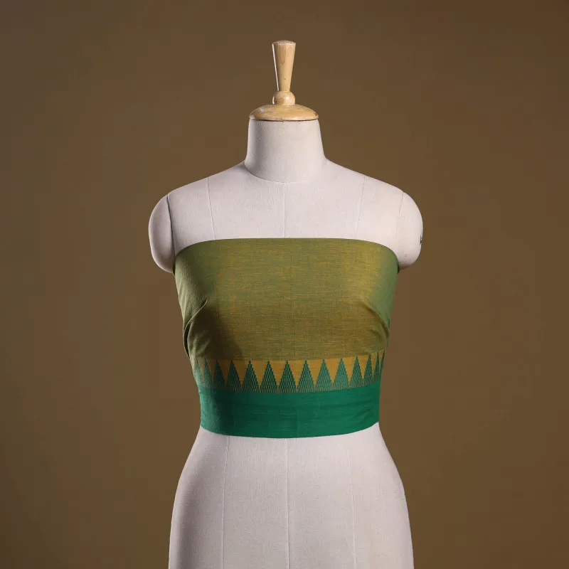 Green - Dharwad Weave Cotton Blouse Piece 11 made by Itokri