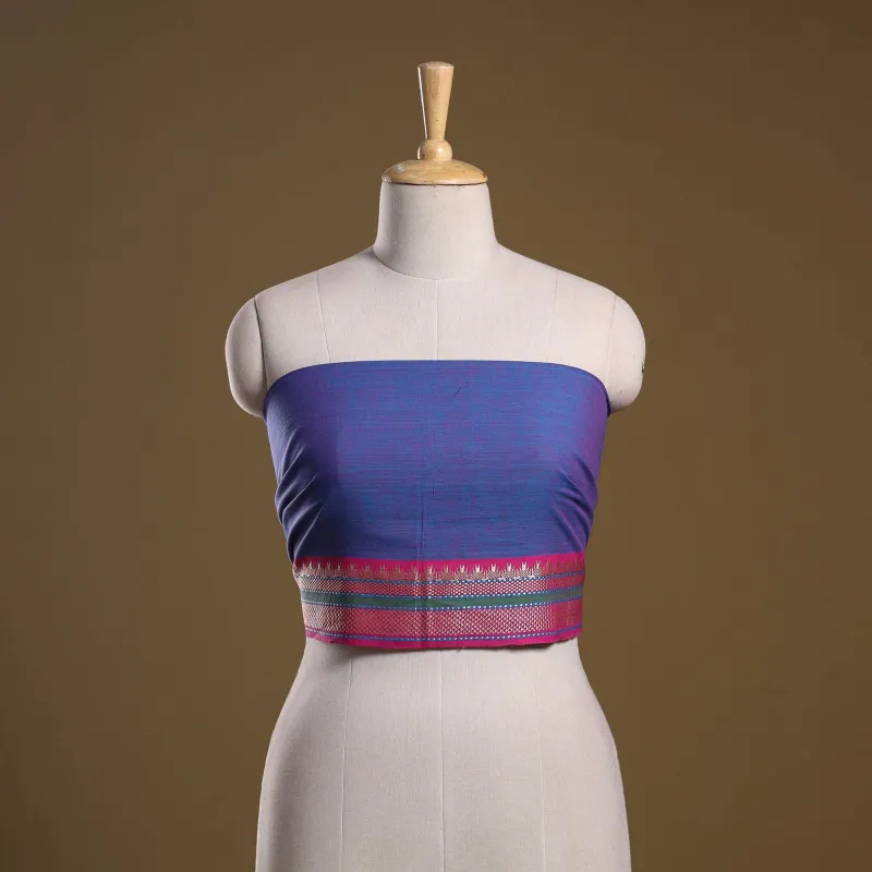 Blue - Dharwad Weave Cotton Blouse Piece 10 made by Itokri