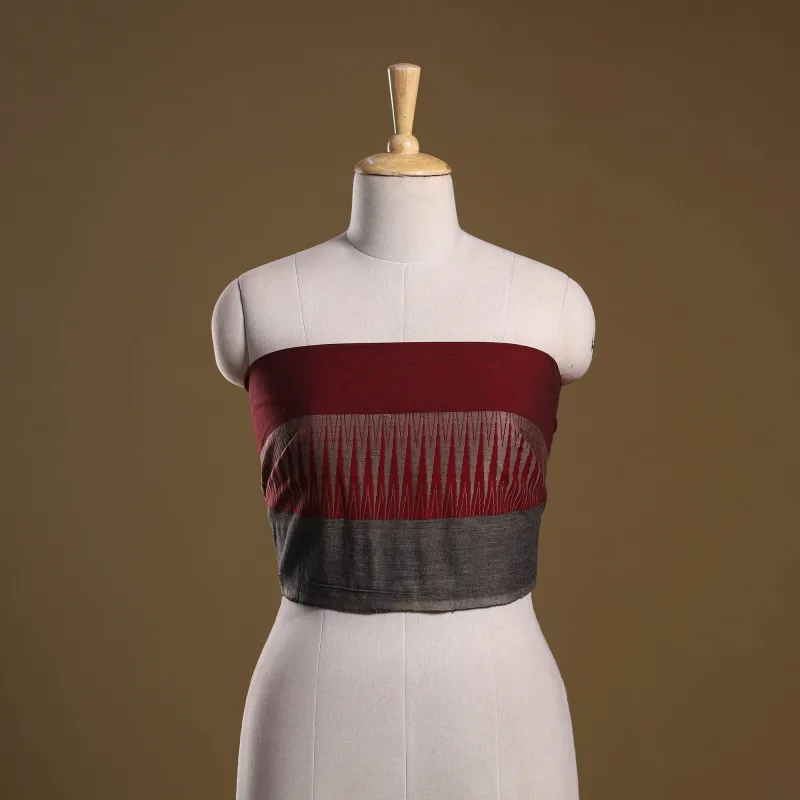 Maroon - Dharwad Weave Cotton Blouse Piece 07 made by Itokri