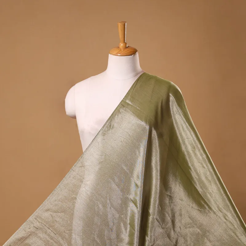 Green - Handloom Full Tissue Silver Zari Chanderi Silk Fabric 25 sold by Itokri