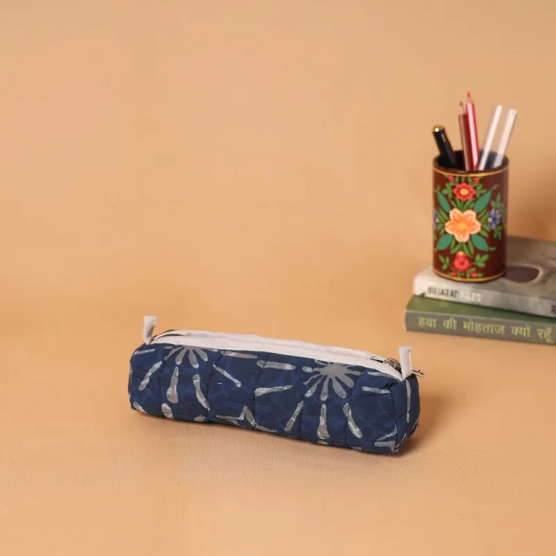 Blue - Handcrafted Quilted Pencil Pouch 10 sold by Itokri