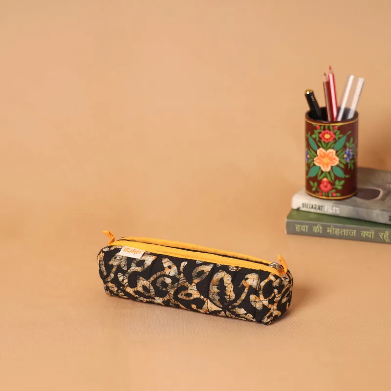 Black - Handcrafted Quilted Pencil Pouch 08 sold by Itokri