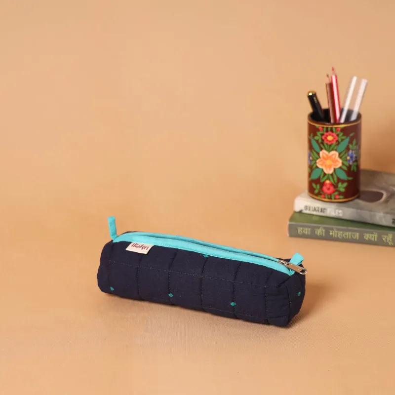 Blue - Handcrafted Quilted Pencil Pouch 07 sold by Itokri
