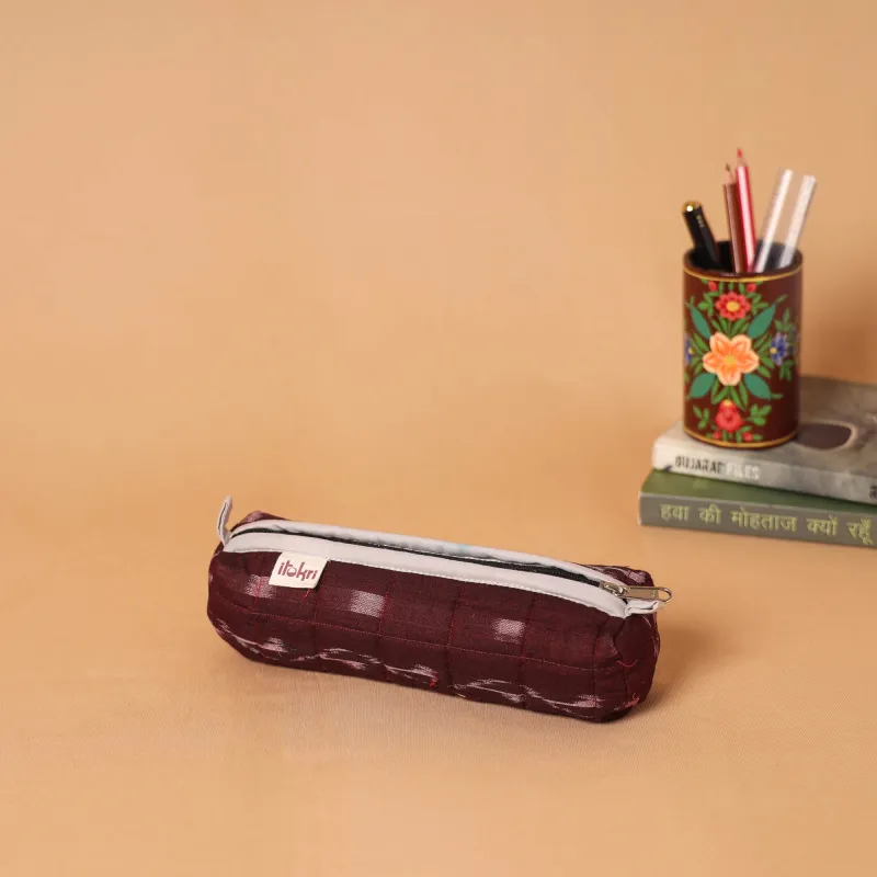 Maroon - Handcrafted Quilted Pencil Pouch 02 made by Itokri