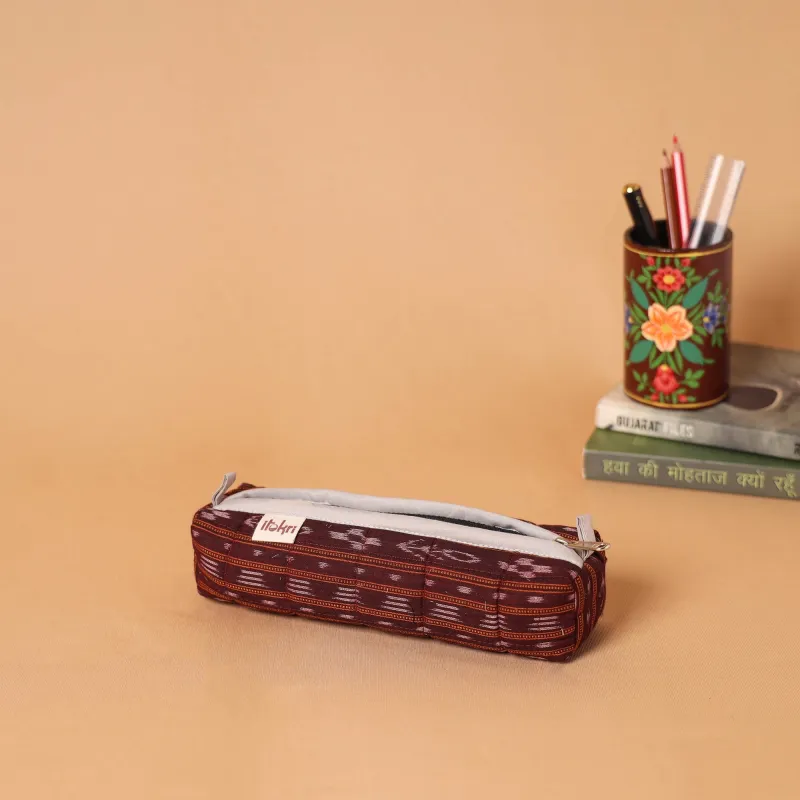 Maroon - Handcrafted Quilted Pencil Pouch 01 sold by Itokri