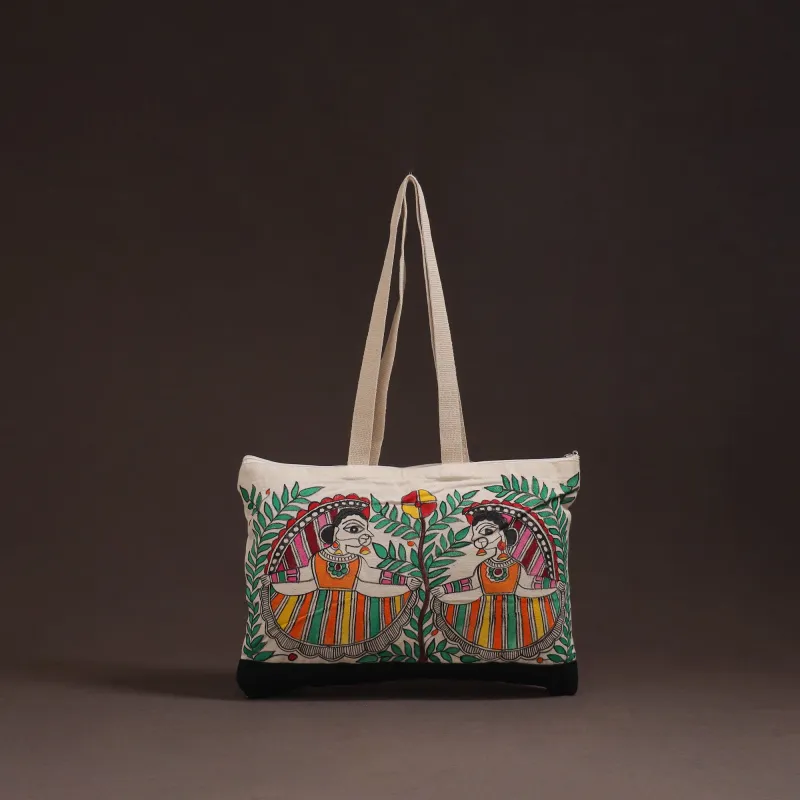 Multicolor - Madhubani Handpainted Tote Bag 05 sold by Itokri