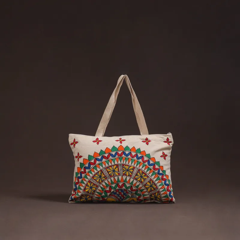 Multicolor - Madhubani Handpainted Tote Bag 04 sold by Itokri