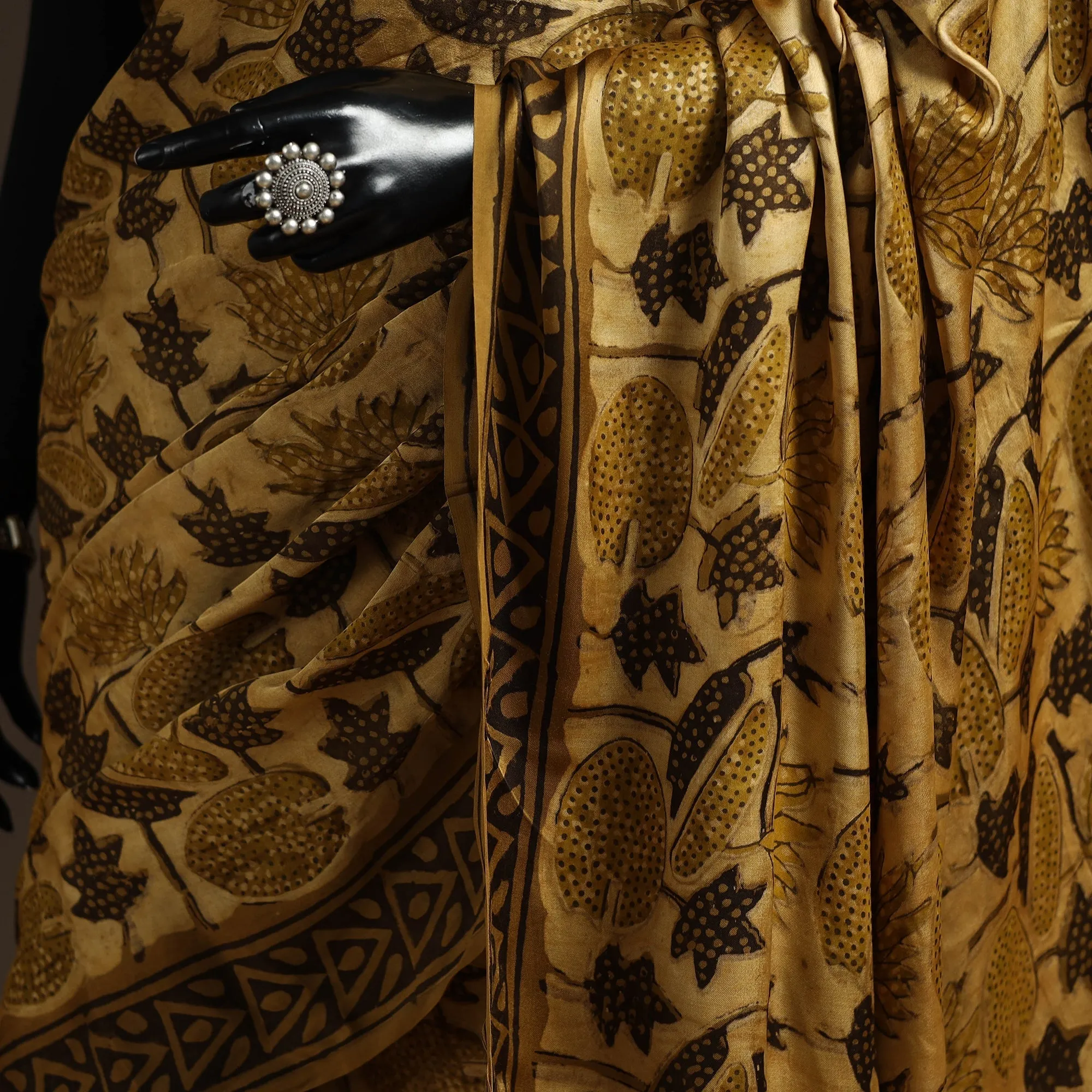 Brown - Modal Silk Hand Block Print Bagru Saree 31 sold by Itokri product image thumbnail 3