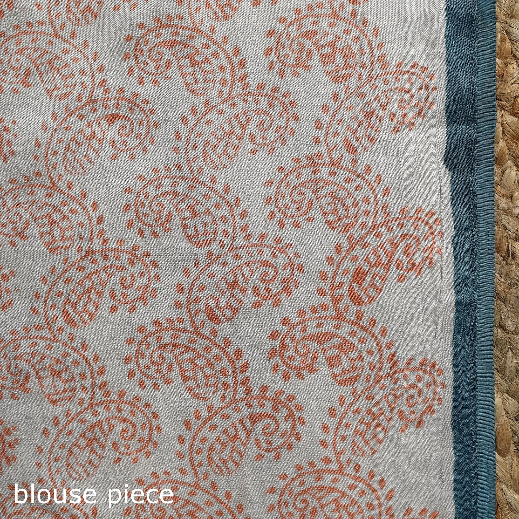 Blue - Modal Silk Hand Block Sanganeri Print Saree 09 sold by Itokri product image thumbnail 5