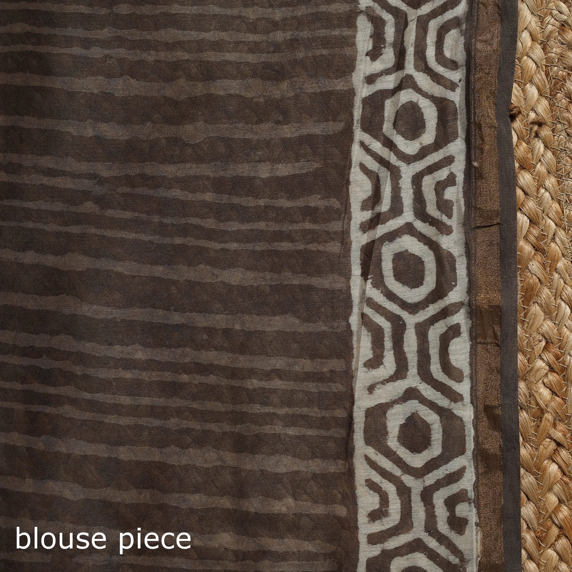 Brown - Chanderi Silk Hand Block Print Bagru Saree with Zari Border 19 sold by Itokri product image thumbnail 5