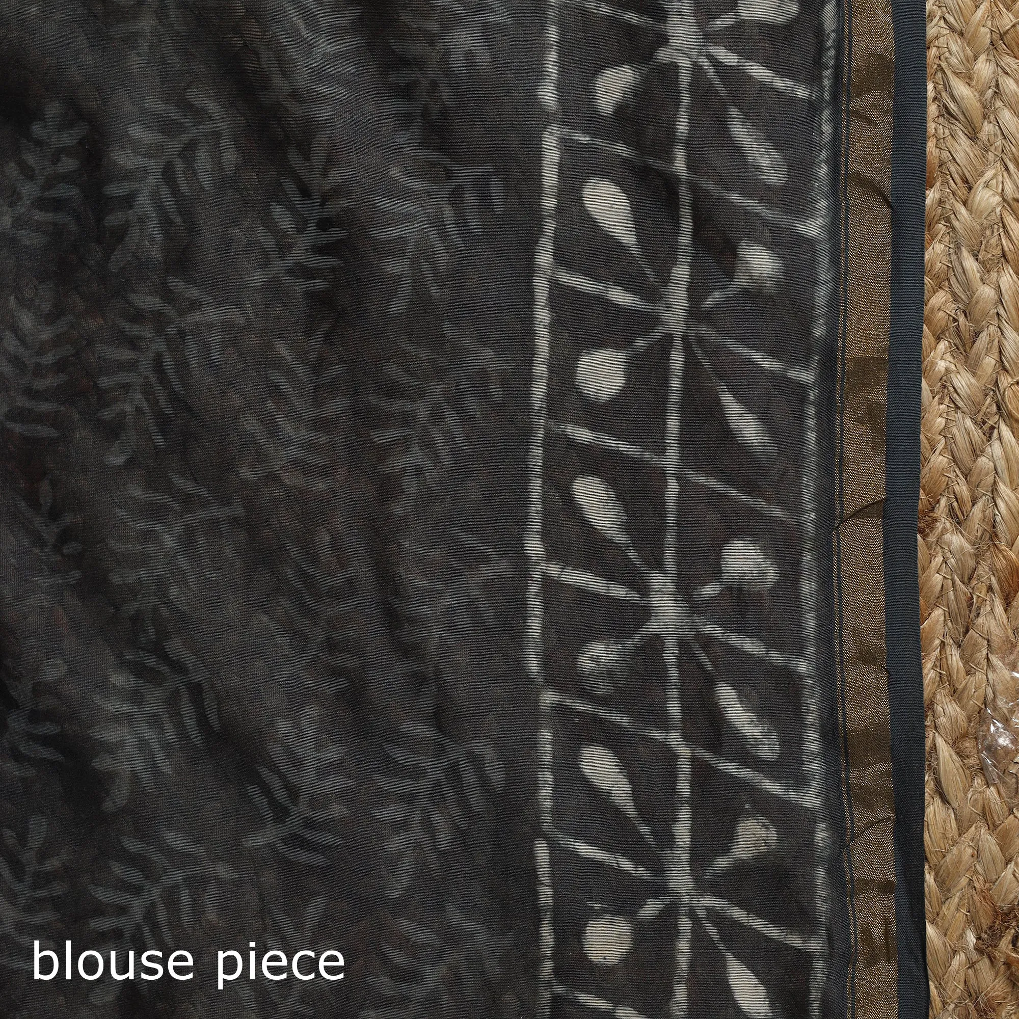 Grey - Chanderi Silk Hand Block Print Bagru Saree with Zari Border 16 sold by Itokri product image thumbnail 5