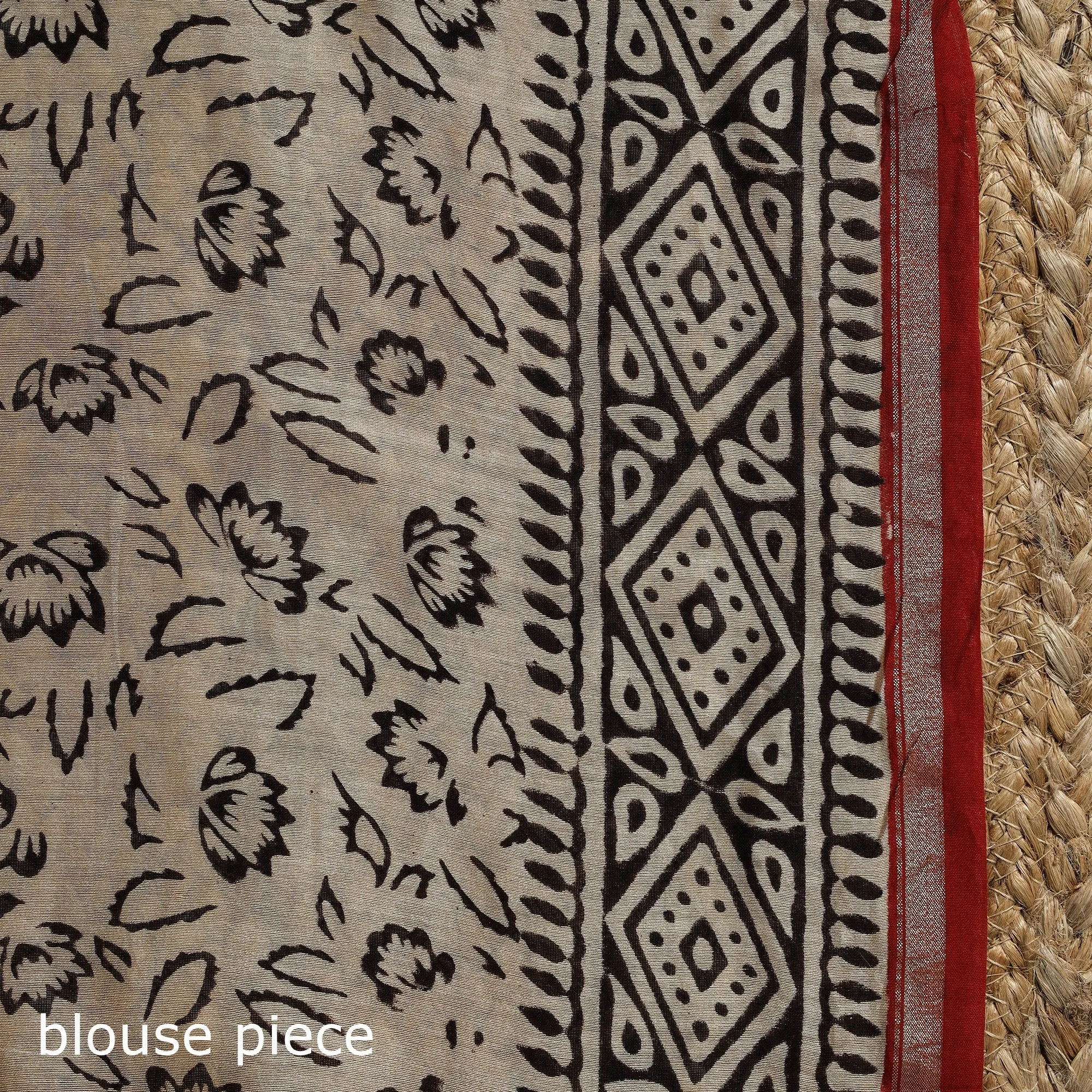 Red - Chanderi Silk Hand Block Print Bagru Saree with Zari Border 05 sold by Itokri product image thumbnail 5