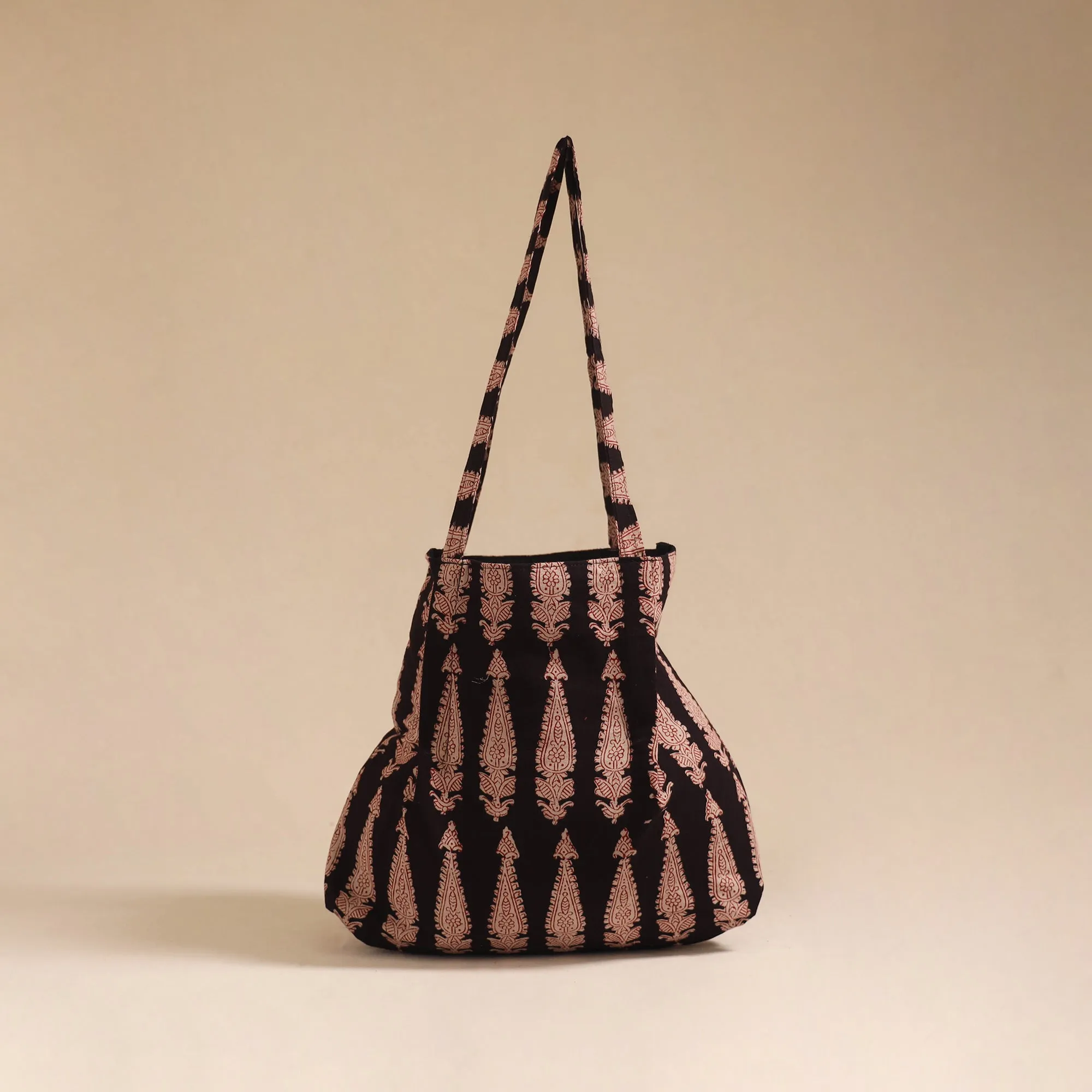 Black - Handcrafted Fabric Jhola Bag 119 sold by Itokri