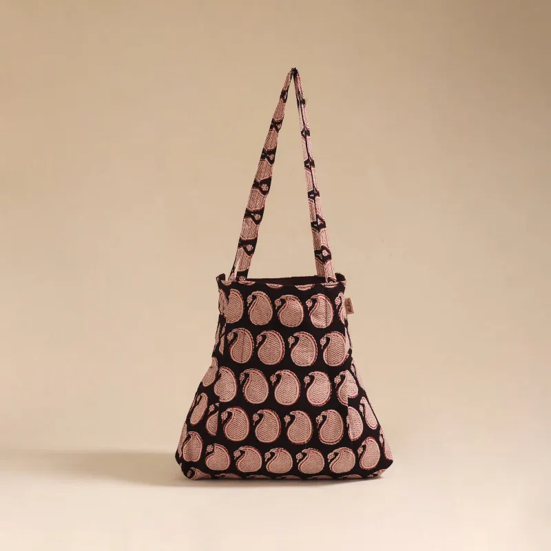 Black - Handcrafted Fabric Jhola Bag 116 sold by Itokri