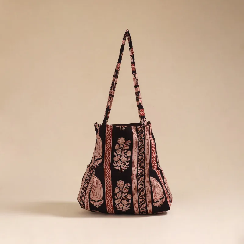 Black - Handcrafted Fabric Jhola Bag 113 sold by Itokri