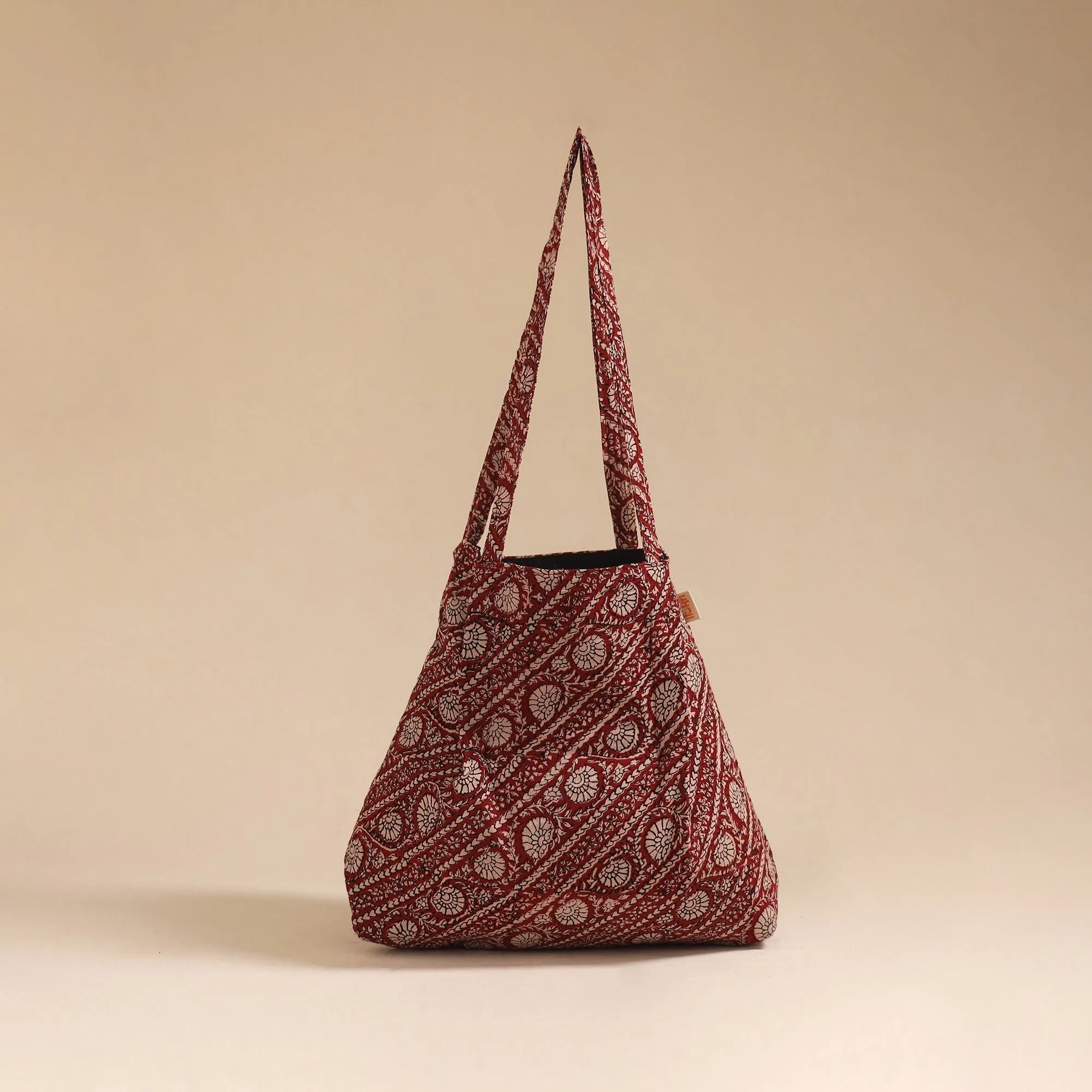 Maroon - Handcrafted Fabric Jhola Bag 100 sold by Itokri