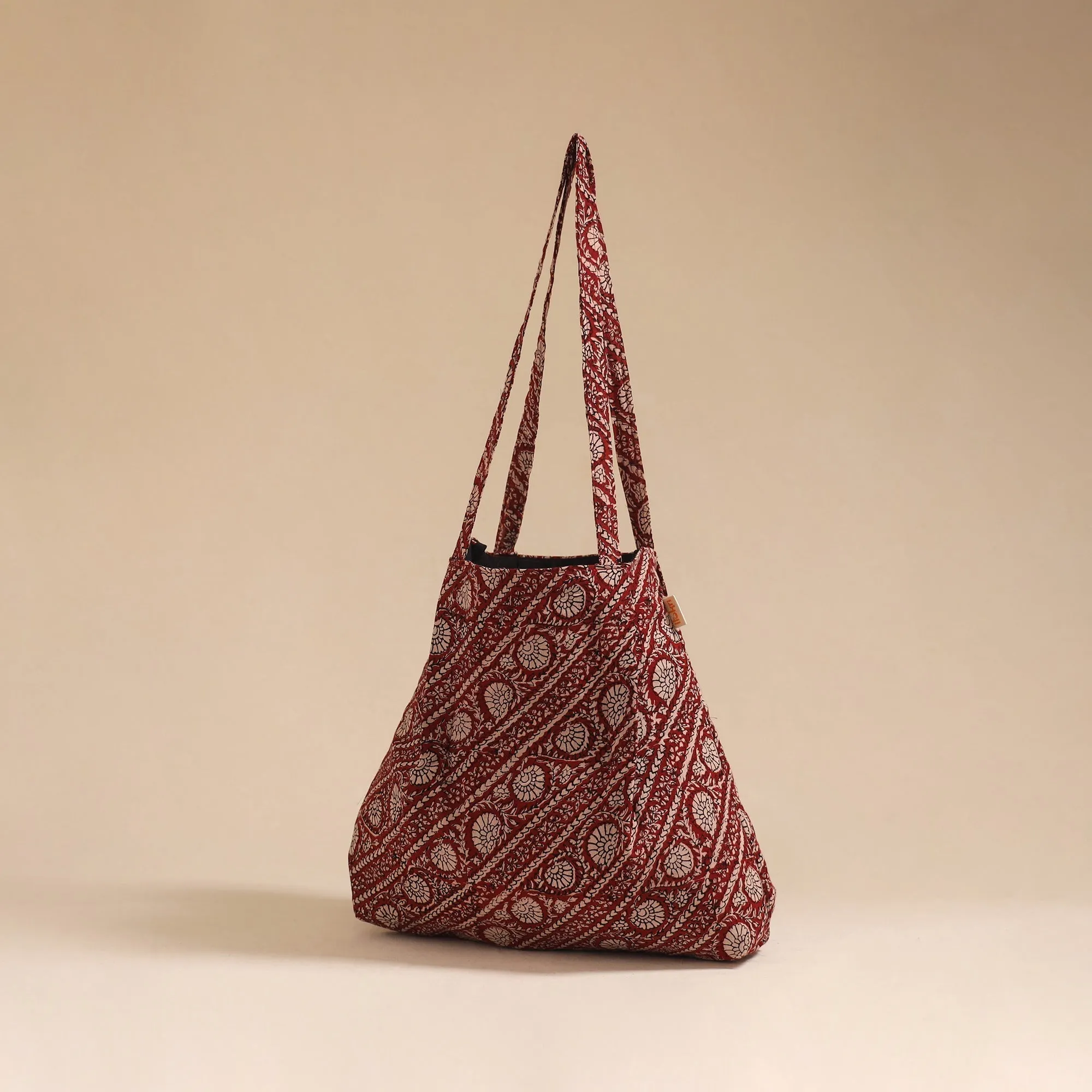 Maroon - Handcrafted Fabric Jhola Bag 100 sold by Itokri product image thumbnail 2