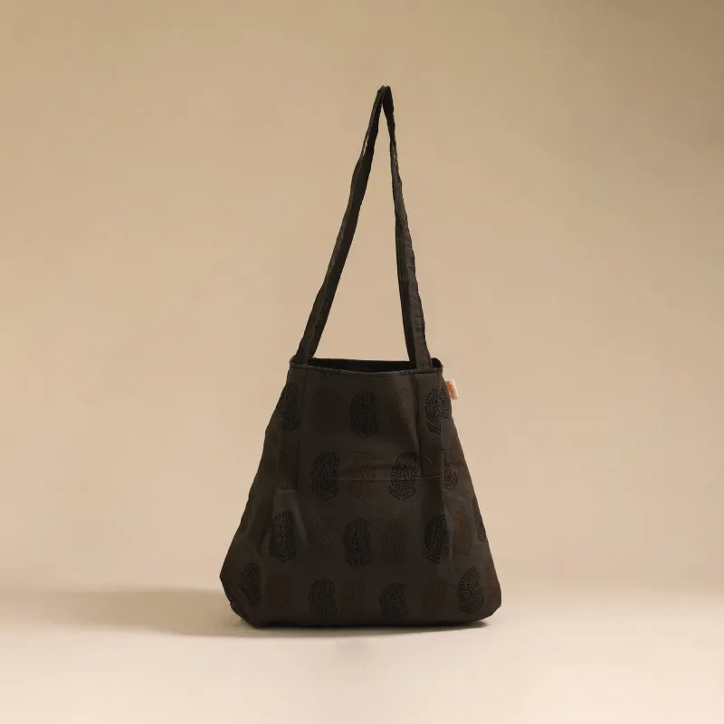 Brown - Handcrafted Fabric Jhola Bag 98 sold by Itokri