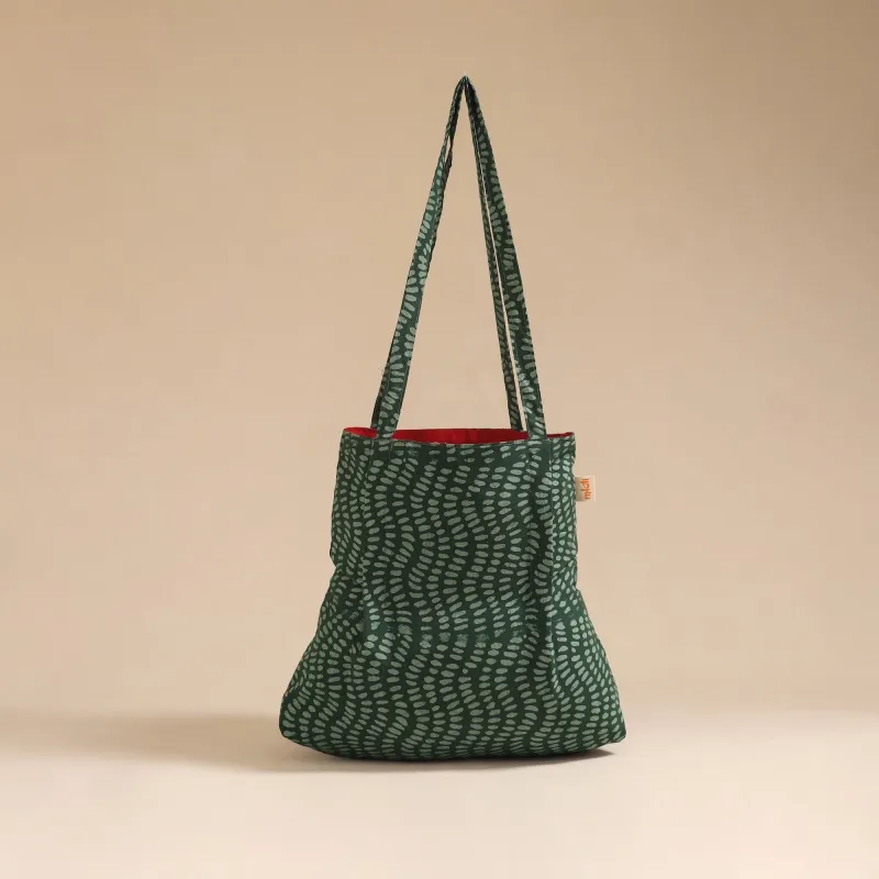 Green - Handcrafted Fabric Jhola Bag 96 sold by Itokri