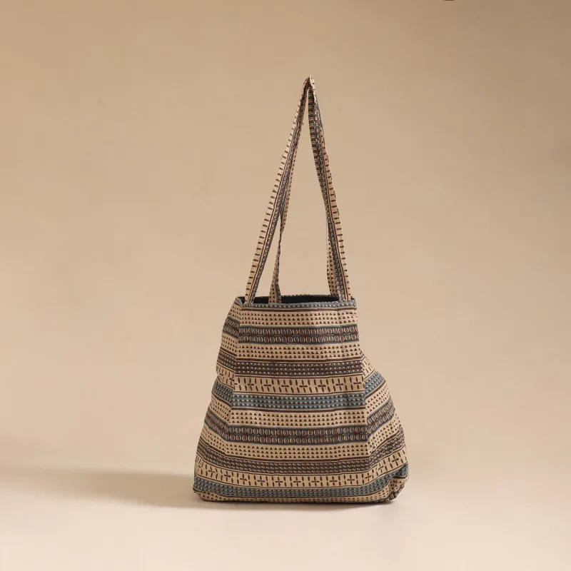 Beige - Handcrafted Fabric Jhola Bag 60 sold by Itokri