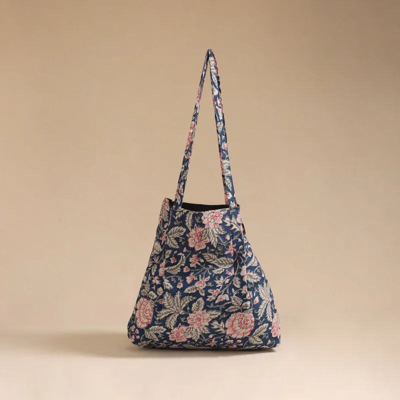Blue - Handcrafted Fabric Jhola Bag 50 sold by Itokri