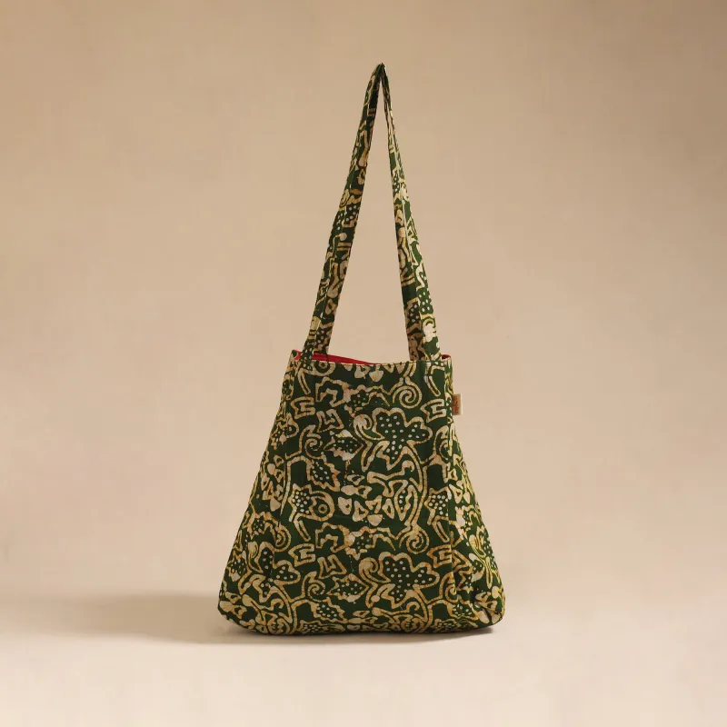 Green - Handcrafted Fabric Jhola Bag 44 sold by Itokri