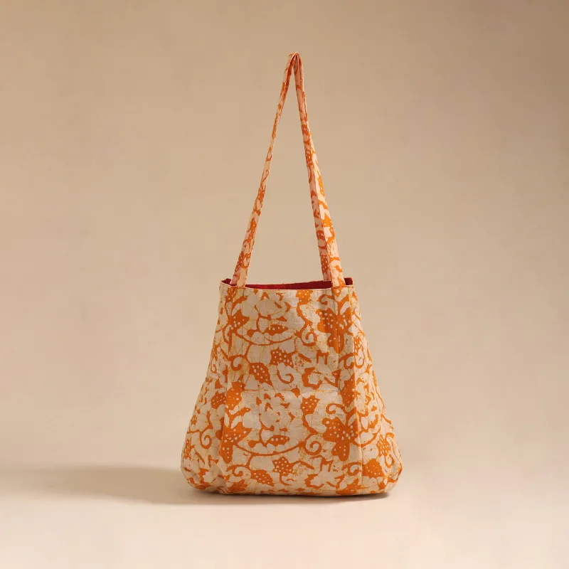 Orange - Handcrafted Fabric Jhola Bag 42 sold by Itokri