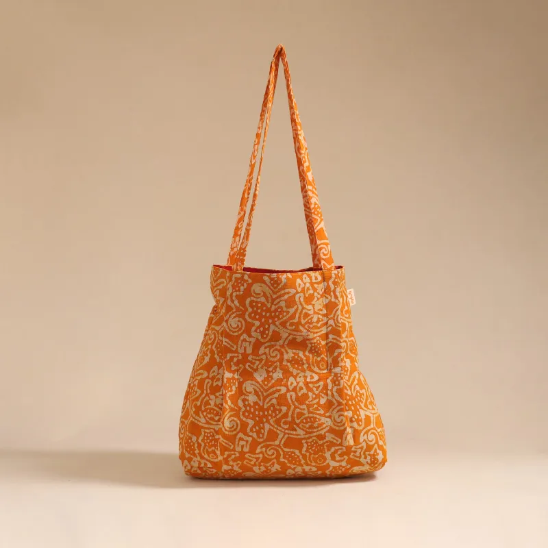 Orange - Handcrafted Fabric Jhola Bag 33 sold by Itokri