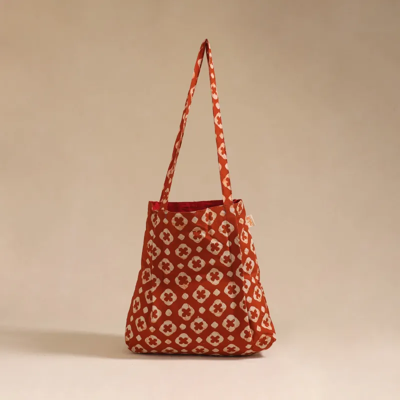 Orange - Handcrafted Fabric Jhola Bag 27 sold by Itokri