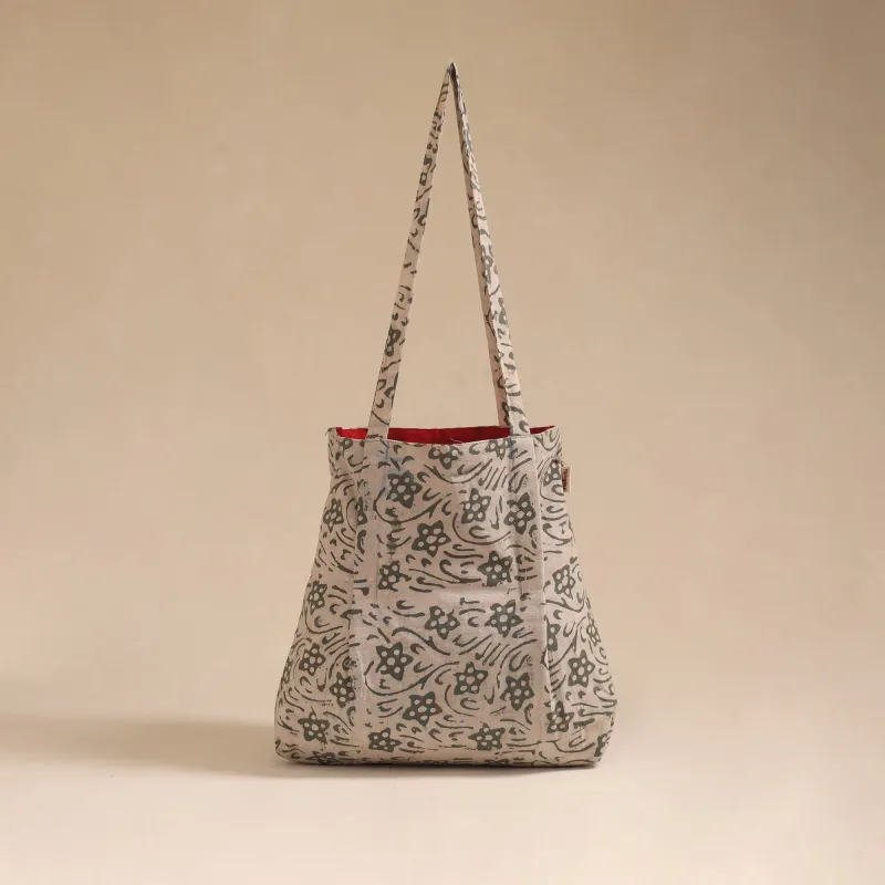 Beige - Handcrafted Fabric Jhola Bag 24 sold by Itokri