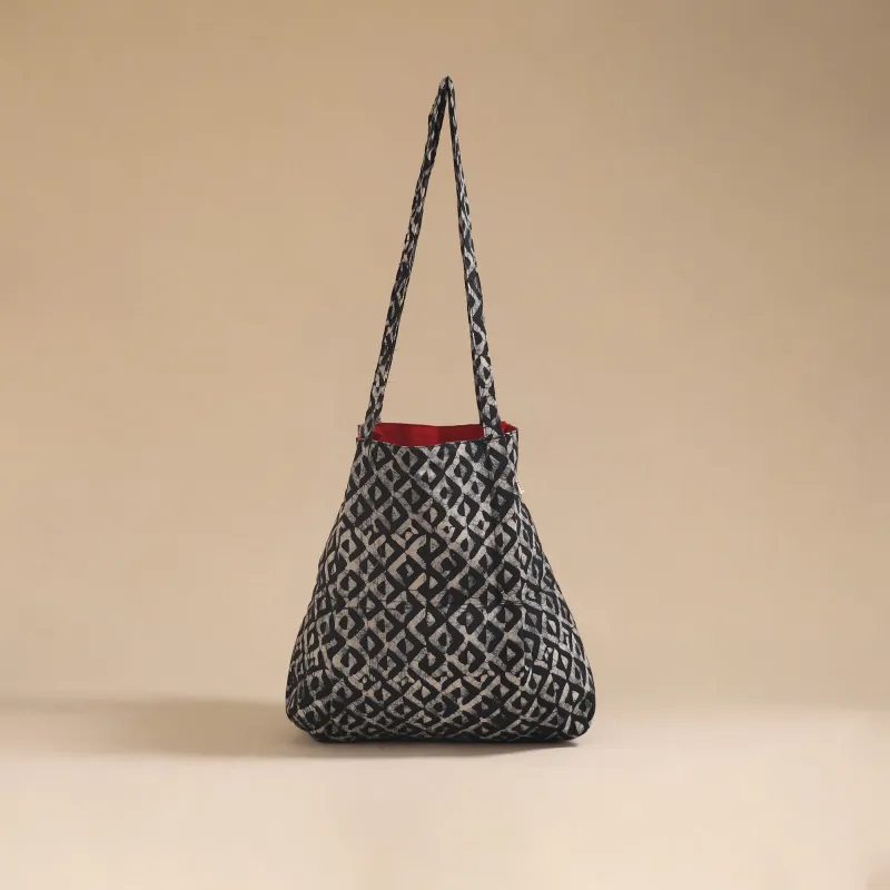 Black - Handcrafted Fabric Jhola Bag 18 sold by Itokri
