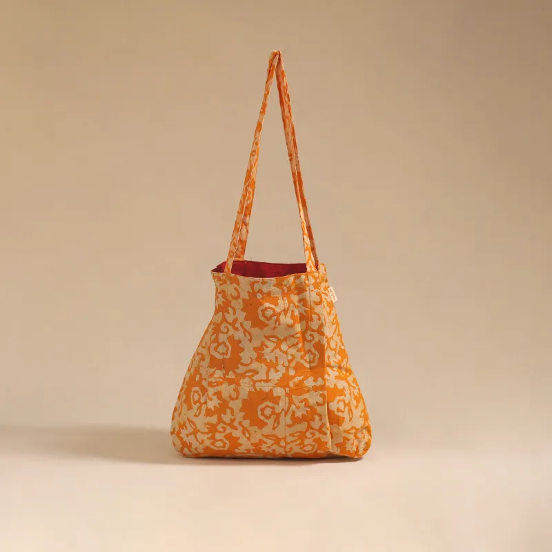 Orange - Handcrafted Fabric Jhola Bag 17 sold by Itokri