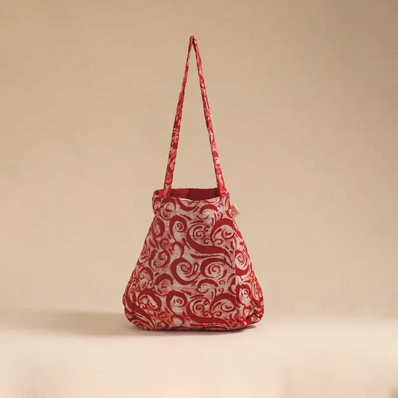 Red - Handcrafted Fabric Jhola Bag 14 sold by Itokri
