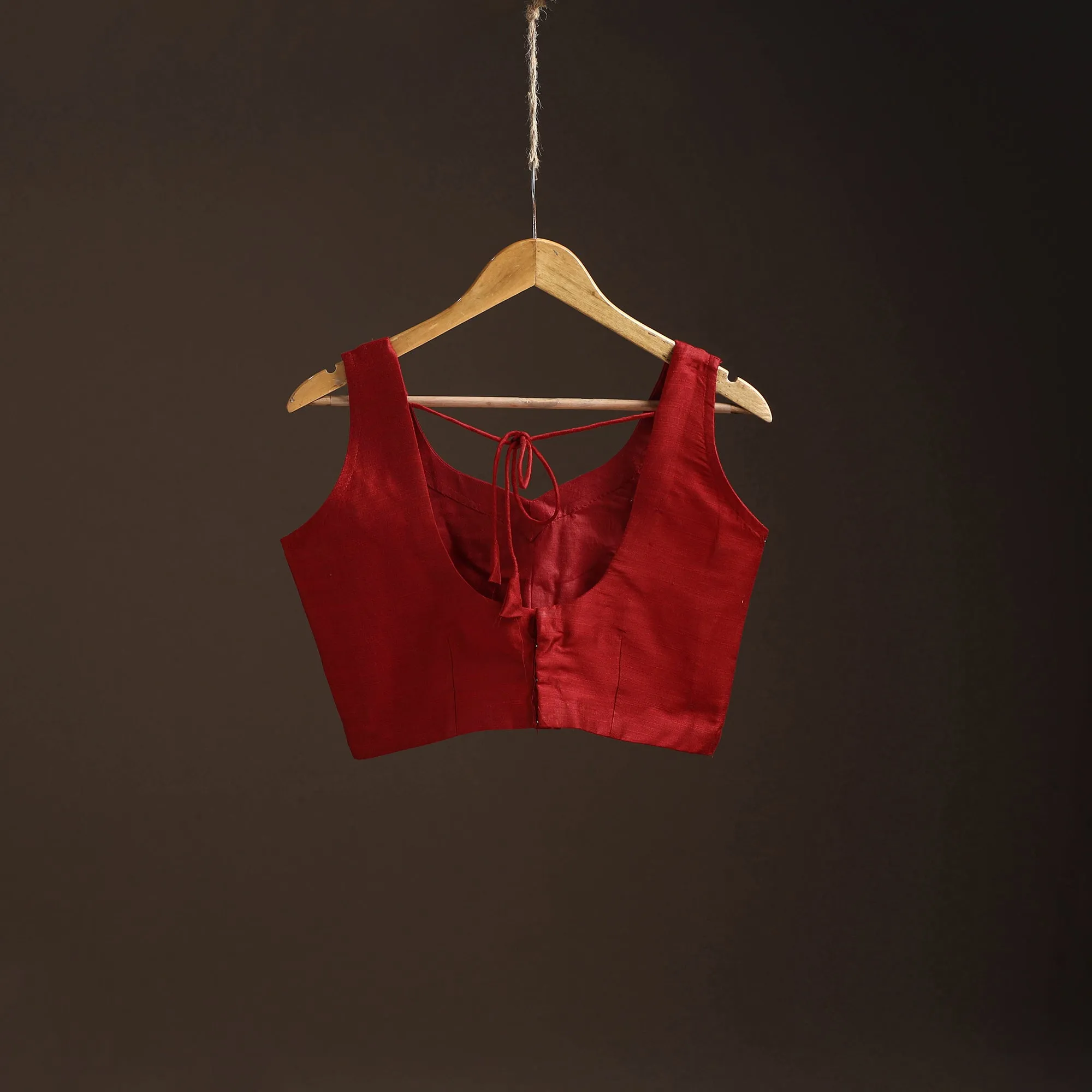 Red - Plain Slub Silk Readymade Blouse 02 sold by Itokri product image thumbnail 4